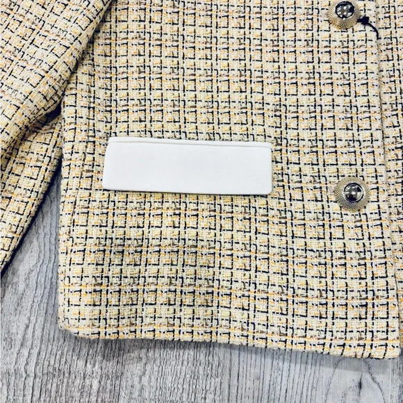 NWT Zara Textured Cropped Tweed Gold Blazer Jacket Small - Picture 8 of 10
